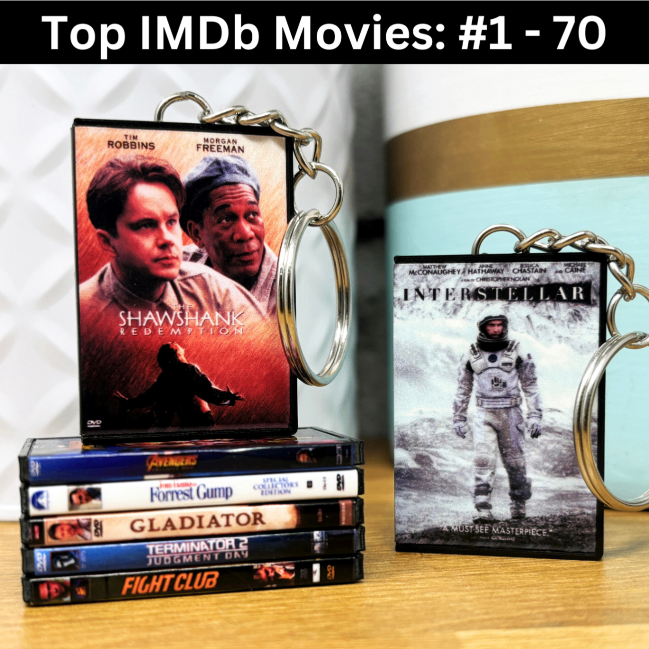 Mini DVD Keychains - Top IMDb Movies (#1-70)