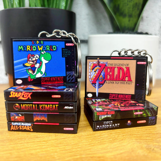 Mini Nintendo SNES Game Case Keychains